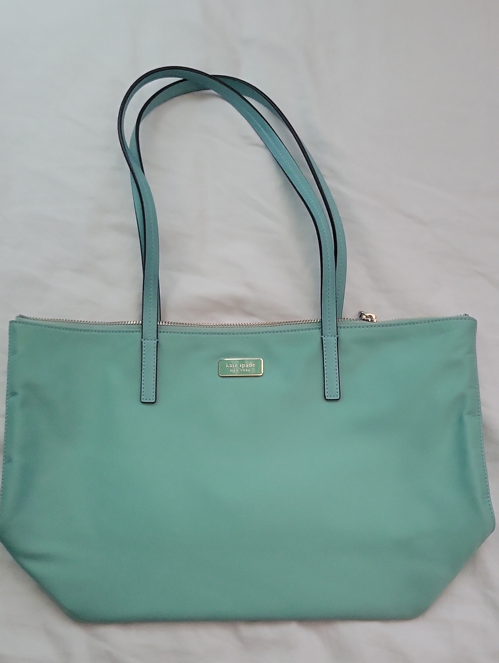 Kate Spade Mint Green Nylon Hayden Tote with Dual Shoulder Straps